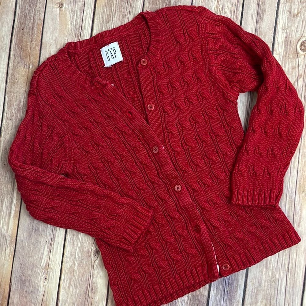 Cable knit sweater for girls - size 5/6 - red - Picture 2 of 5